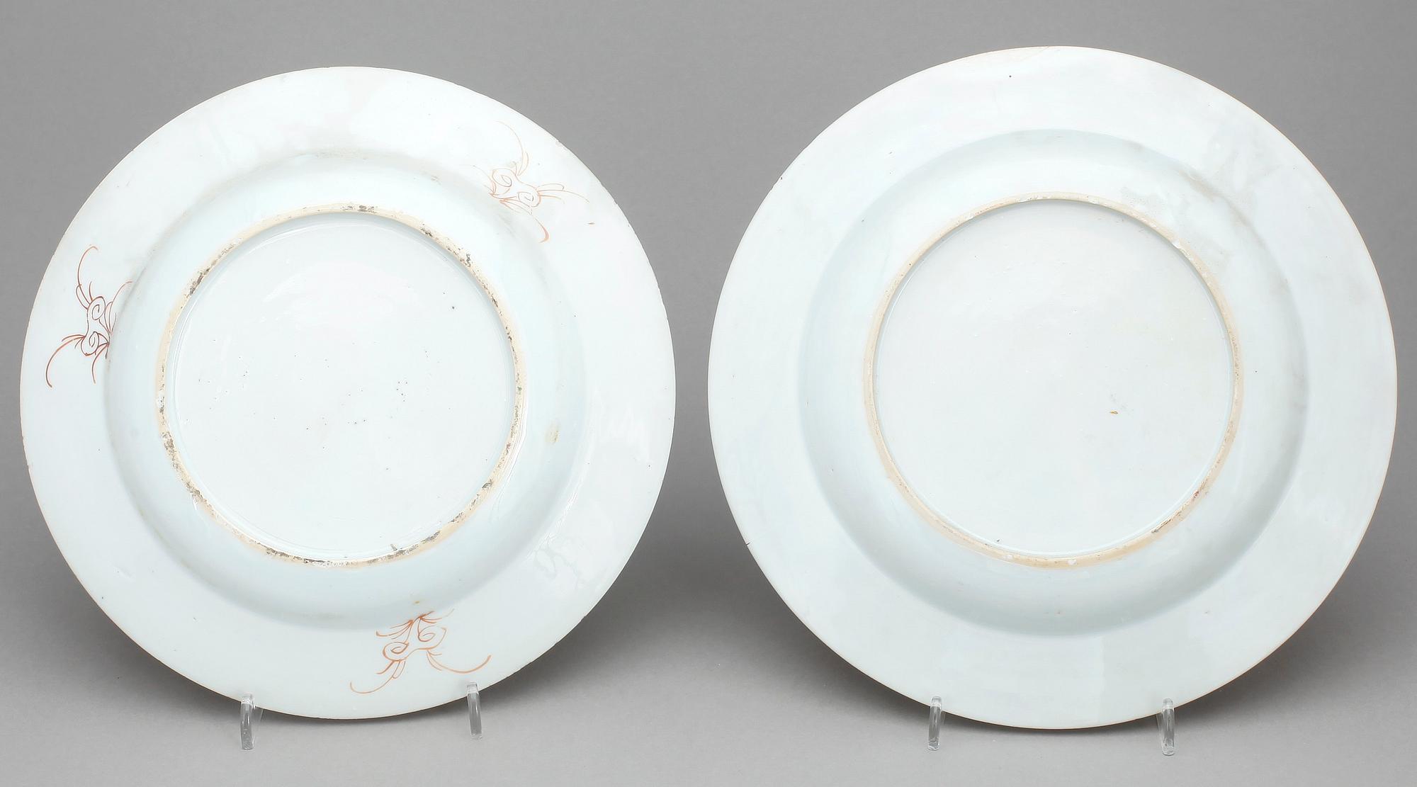 TALLRIKAR, 4 st, porslin, Qing dynastin, 1700-tal.