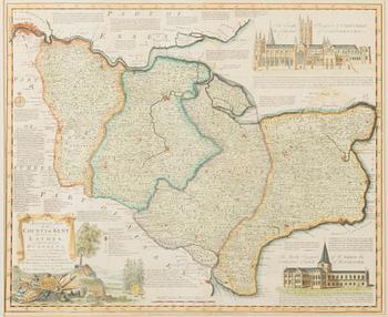 KARTTA, "An accurate map of the county of Kent", Englanti 1700-luku.