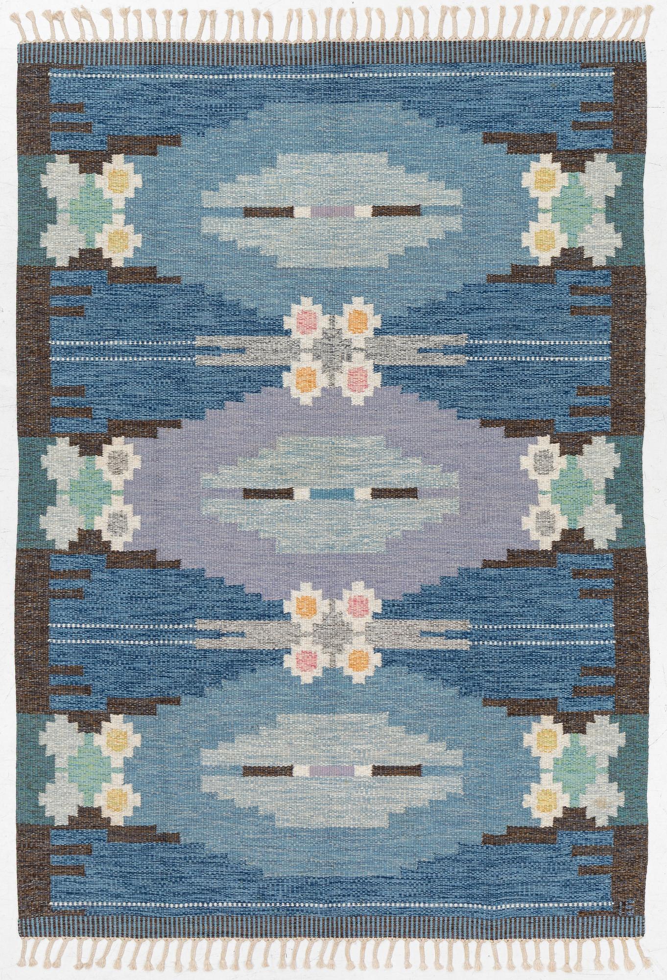 Ingegerd Silow, matta, rölakan, "Örbyhus", signerad IS, ca 230 x 160 cm.