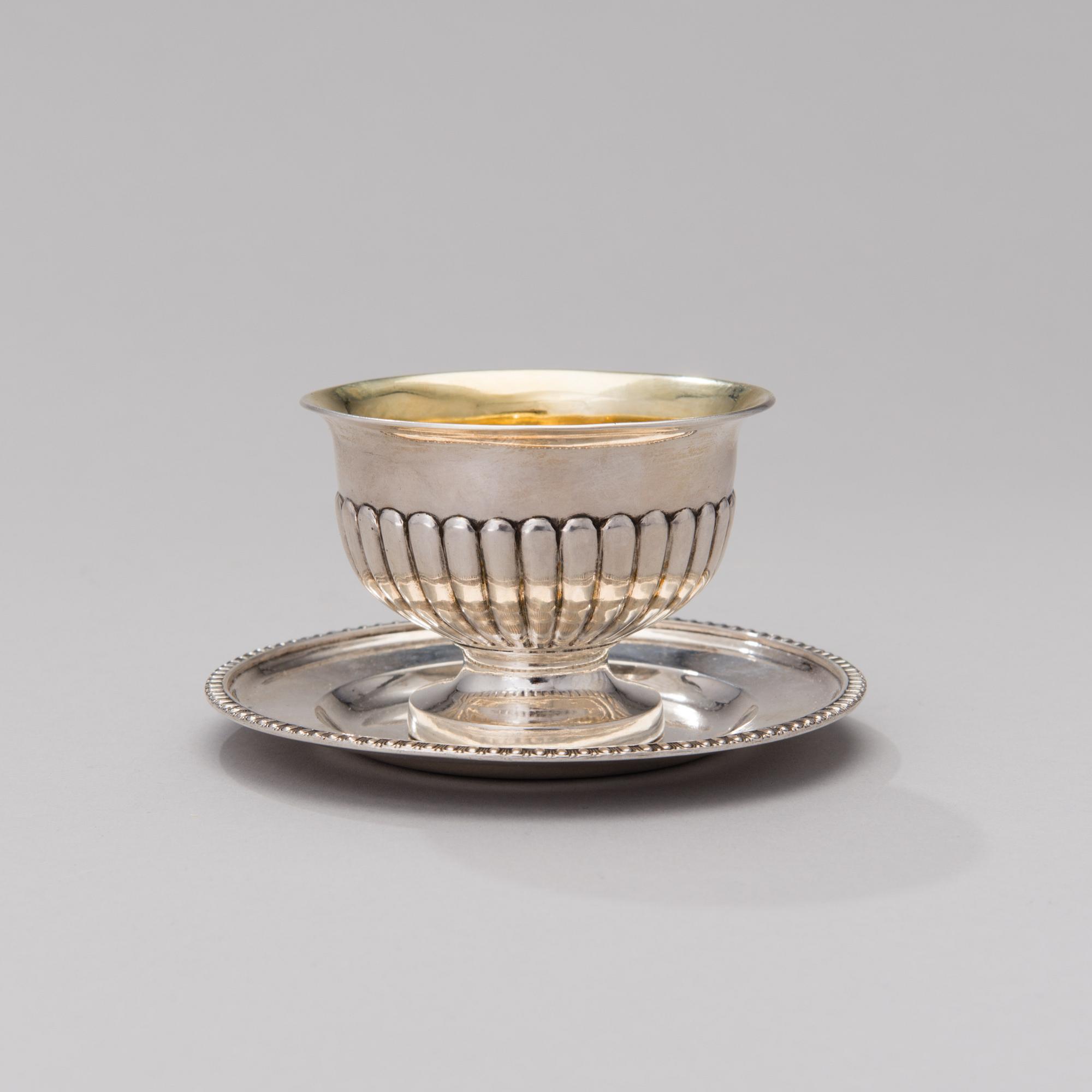 A SWEDISH SILVER BOWL WITH LADDLE, Johan Petter Grönvall, Stockholm 1832 and 1821.