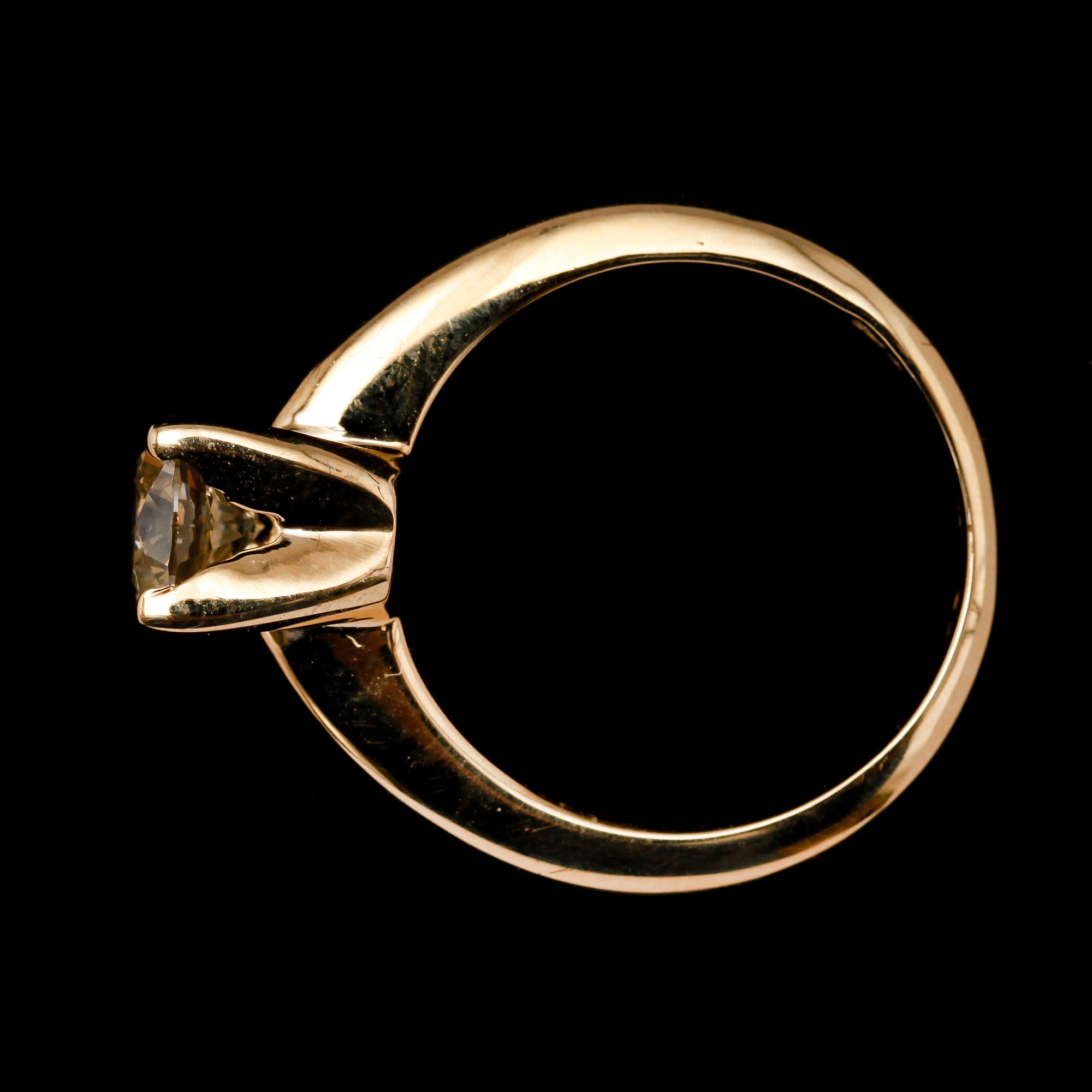 RING, 14 k guld, med diamant ca 1.03 ct.