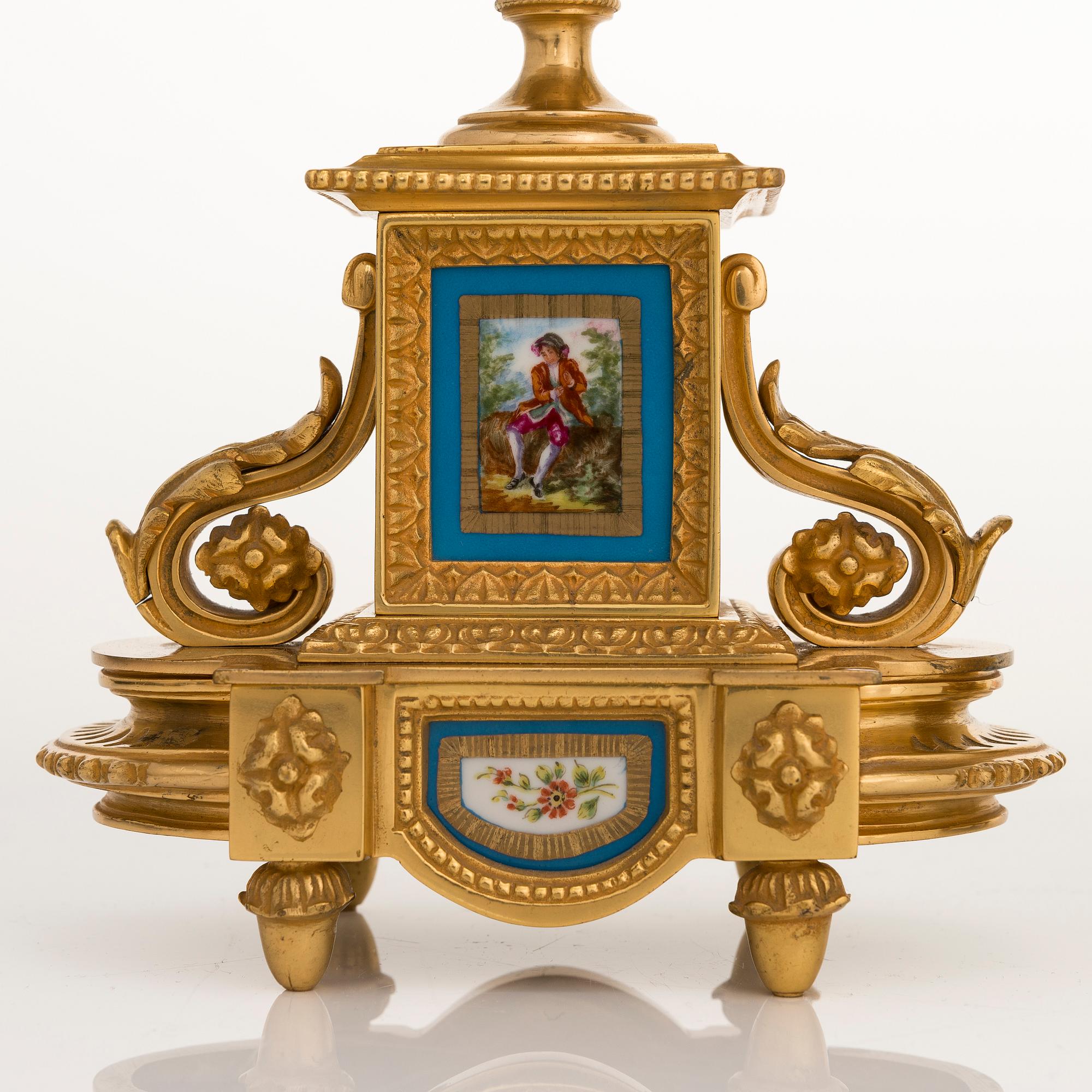 KLOCKGARNITYR, 3 delar, Dussault, Frankrike, 1800-talets mitt.