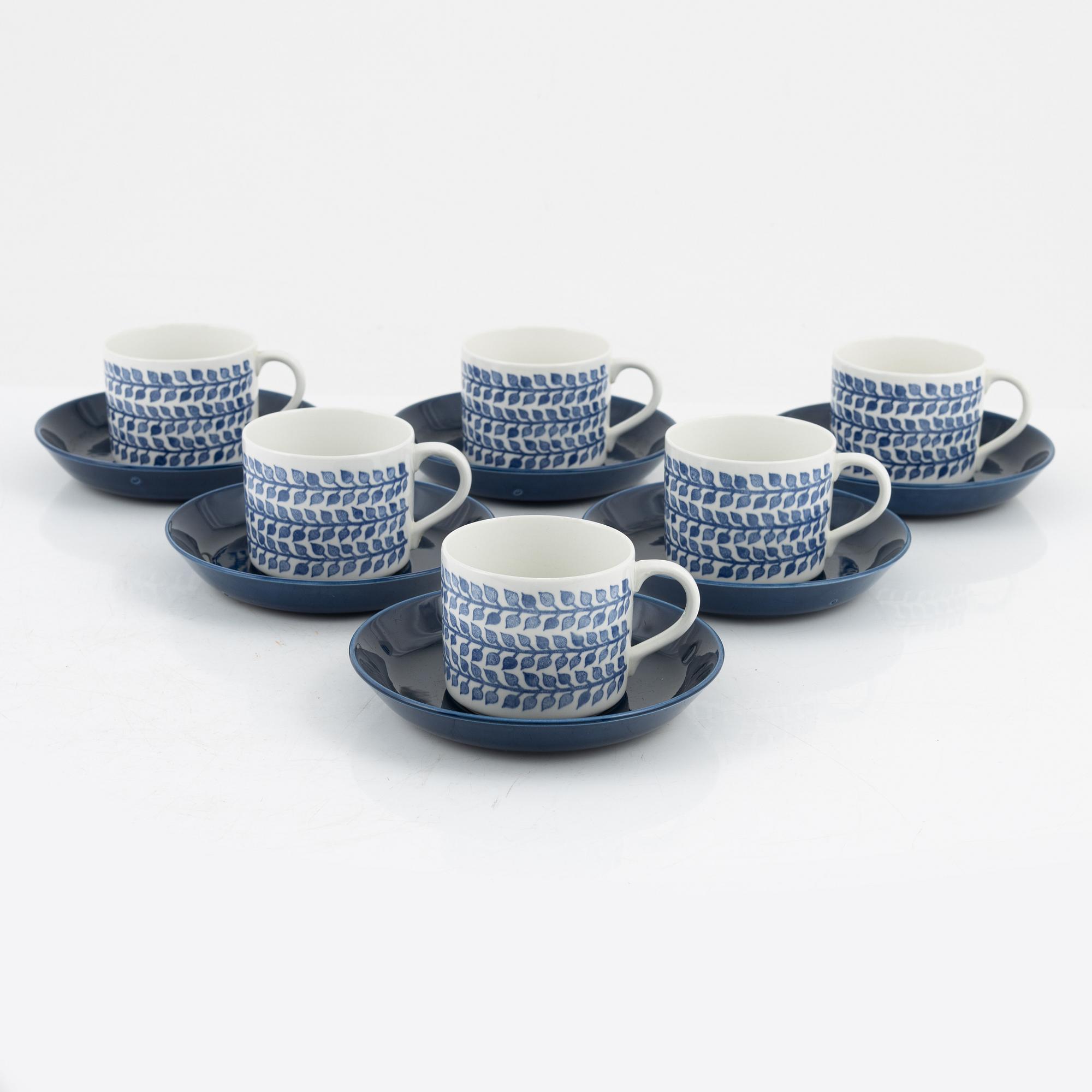 Six cups with saucers, 'Mia', Rörstrand.
