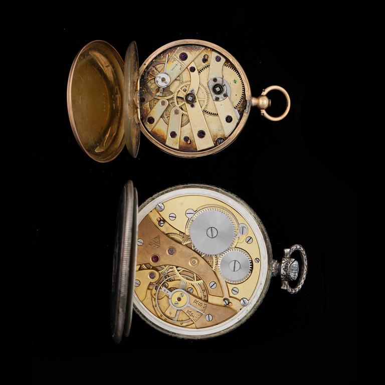 FICKUR samt FRACKKNAPPAR, guld 14k respektive 18K, knapparnas vikt 2,2 g.