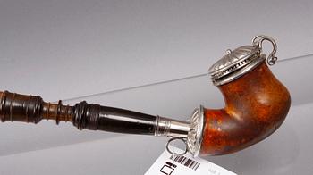 LÅNGPIPA, trä och silver, trol Eric Söderholm, Härmösand, verksam 1827-80.