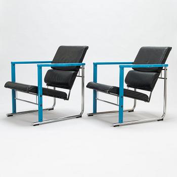 YRJÖ KUKKAPURO, a pair of 1980's 'Experiment arm chairs' for Avarte.