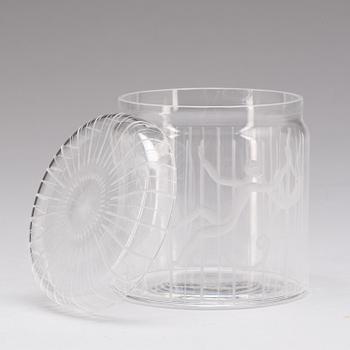 BURK MED LOCK, glas. "Apburen" Edward Hald graverad 1951.