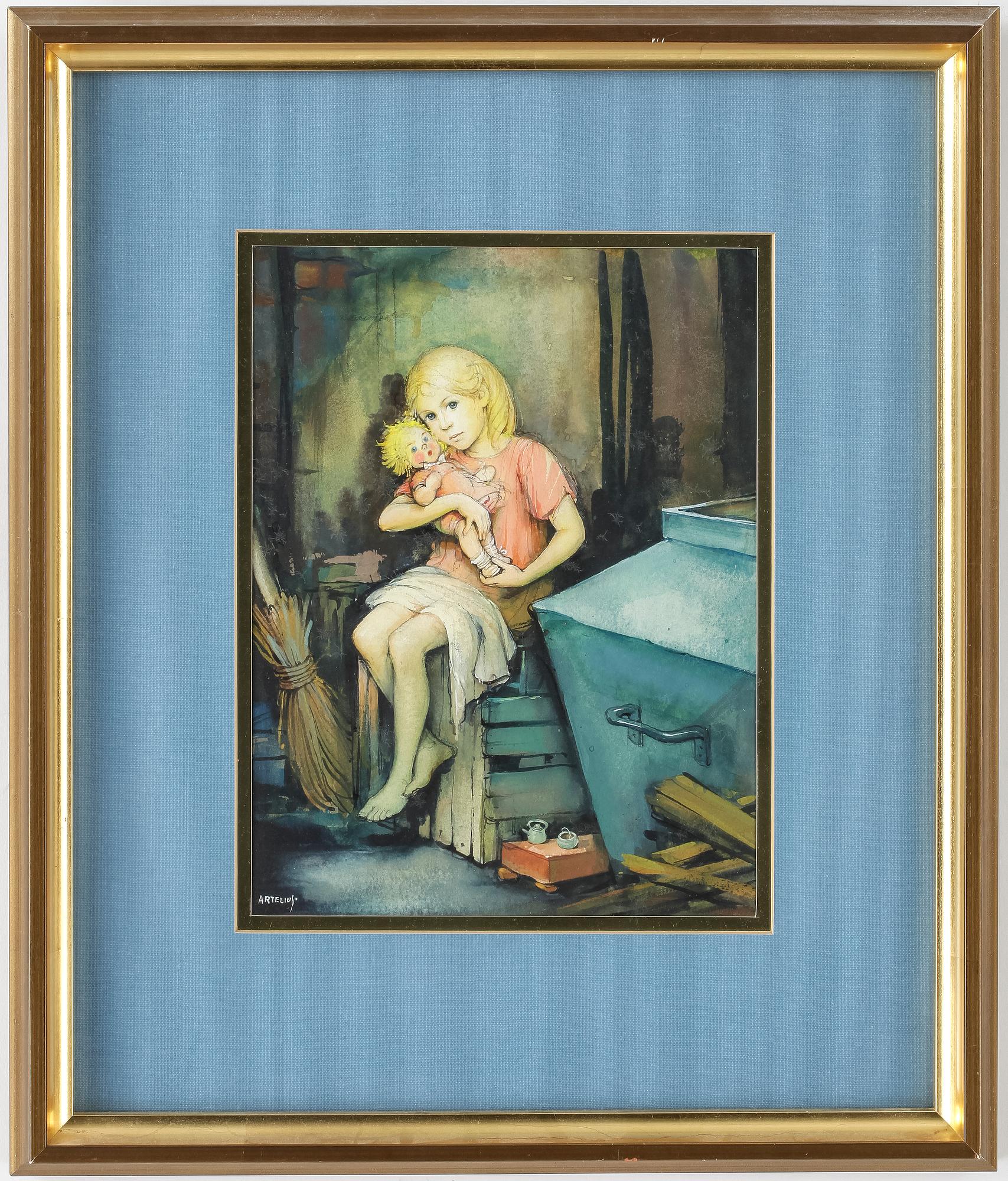 HELGE ARTELIUS, akvarell och gouache, signerad.