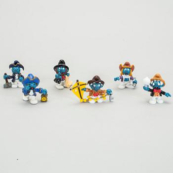 SMURFAR, 6 stycken, historiesmurfarna, Schleich, 1984.