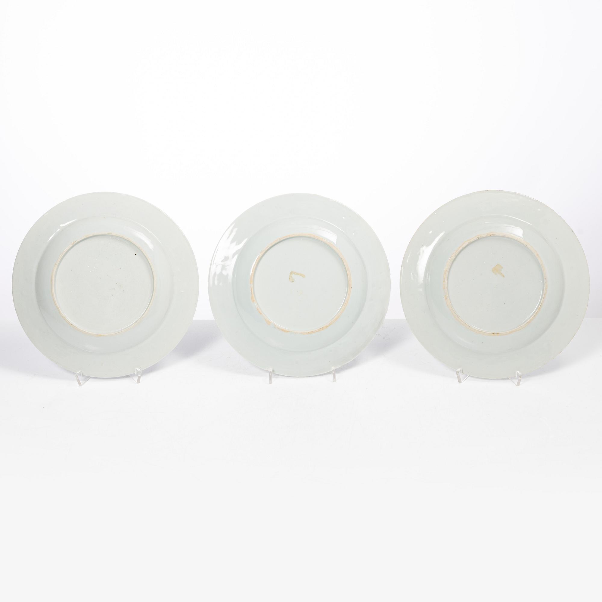 Tallrikar, sex stycken, kompaniporslin, Kina, Qingdynastin, Qianlong (1736-95).