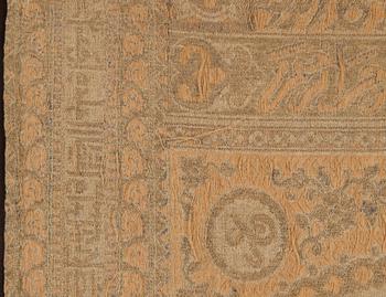 A Framed textile, partially with metallic thread, Ottoman around 1900.