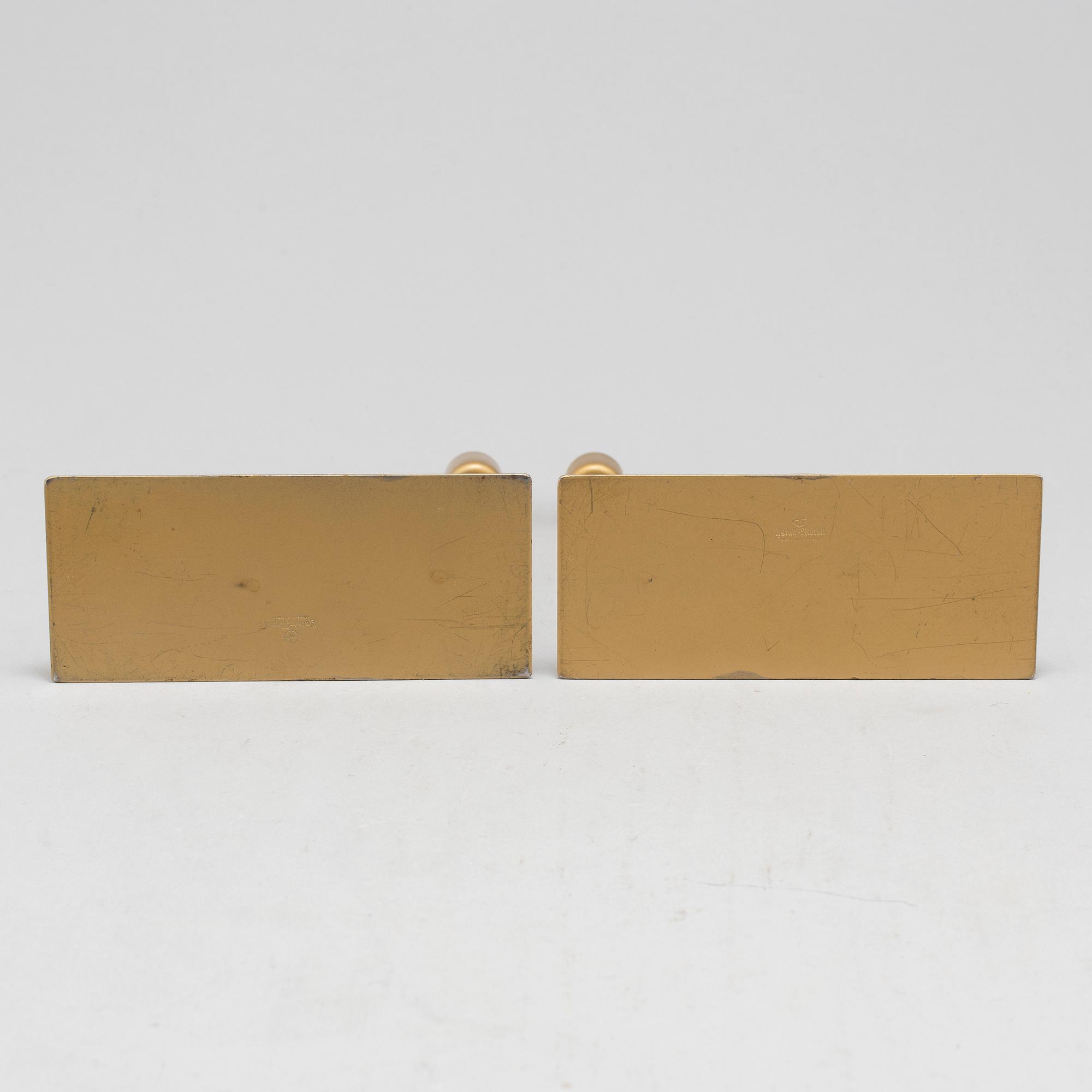 GUNNAR ANDER, ljusstakar, ett par, Ystad metall, 1960-tal.