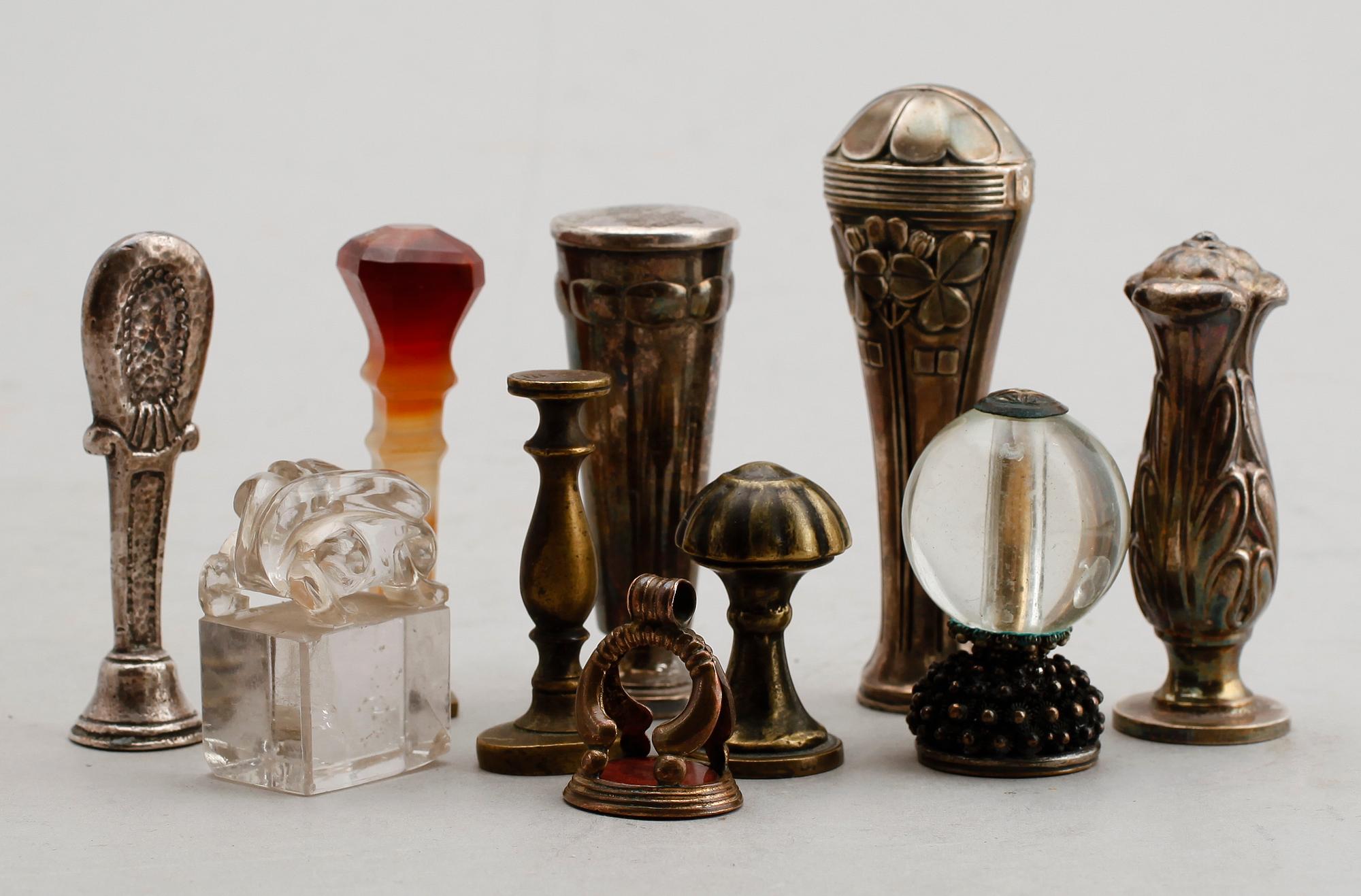 SAMLING SIGILL, 10 st, 1800-/1900-tal.