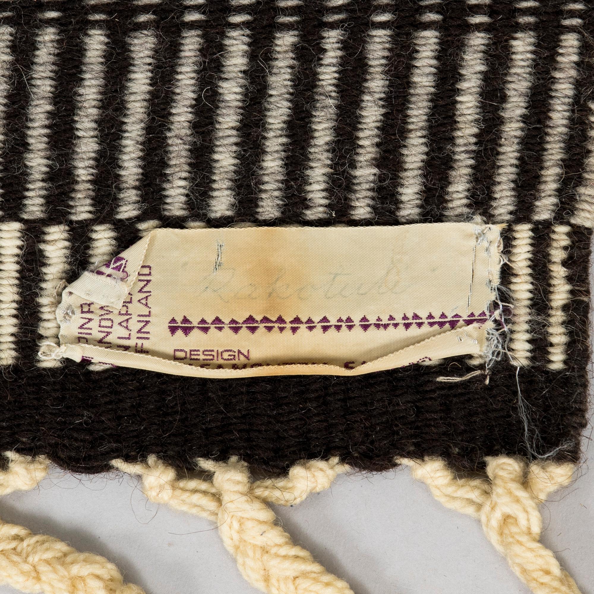 Elsa Montell-Saanio, a Raanu textile 'Campfire' from Lapland. Circa 180 x 113 cm.