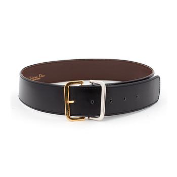 Christian Dior, CHRISTIAN DIOR, a black leather belt.