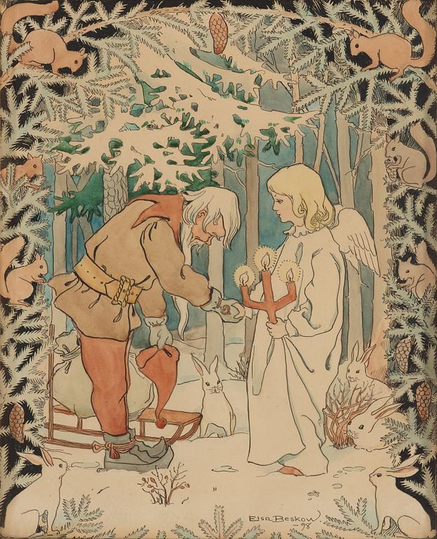 Elsa Beskow, Cover illustration for "Jultomten", 1898.