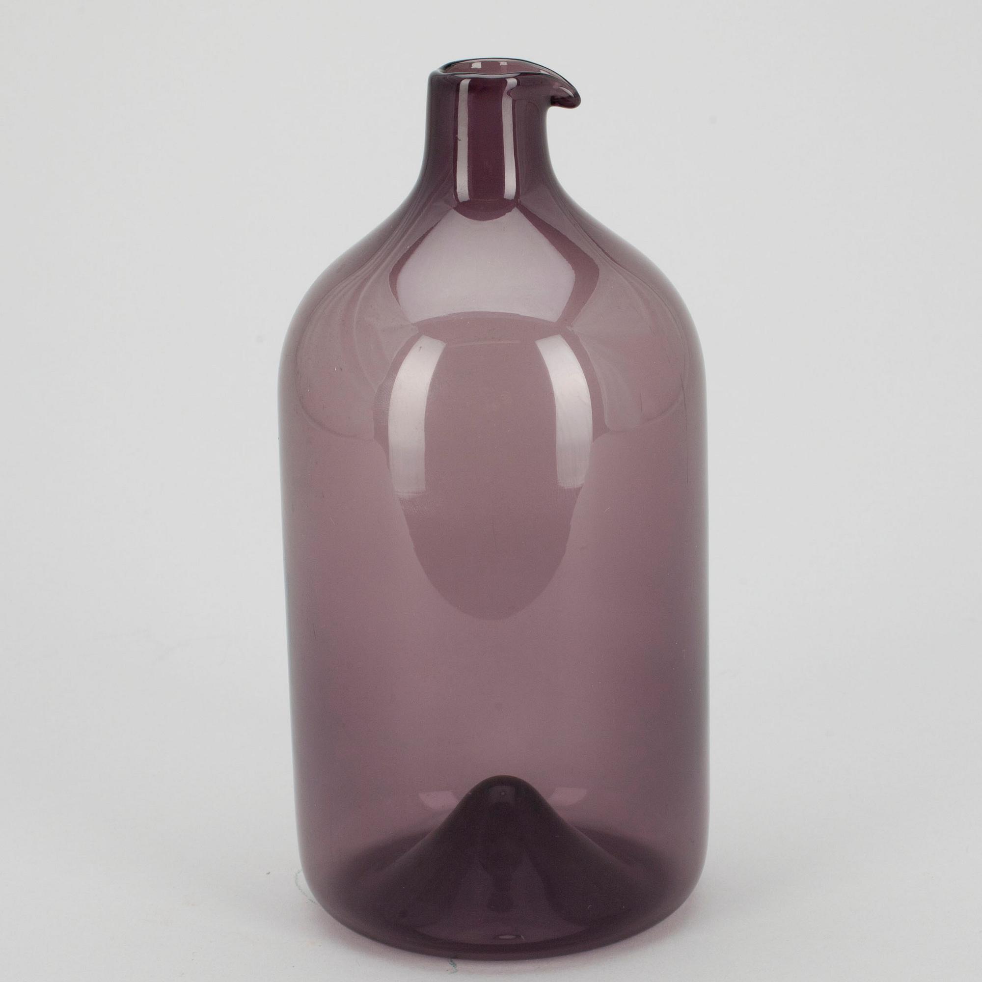 FLASKA, "Fågelflaska", signerad Timo Sarpaneva Iittala. 1950-talets slut.