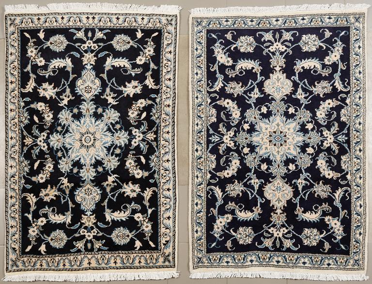 Two Nain rugs, 135 x 90 cm.