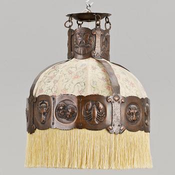 TAKLAMPA, koppar, Jugend, tidigt 1900-tal. H ca 45.