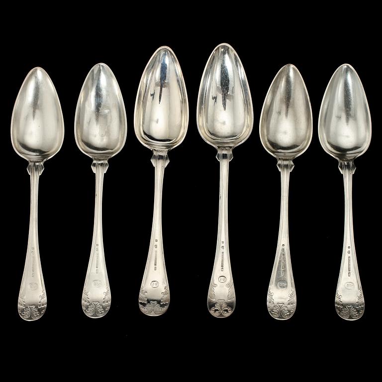 MATSKEDAR, 6 st, silver, P. Holmberg, Örebro, 1800-talets senare hälft. Vikt 358.