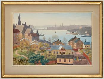 Oskar Bergman, Vy över Stockholm från Åsöberget på Söders höjder.