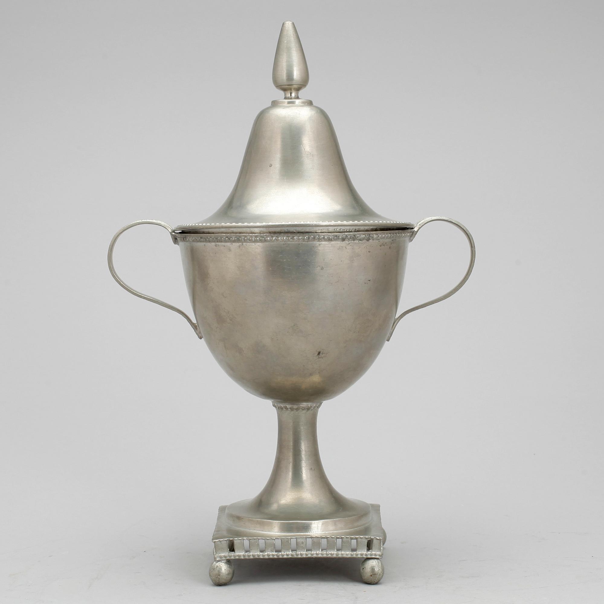 SOCKERSKÅL MED LOCK, tenn, gustaviansk, sekelskiftet 1700-/1800-talet.