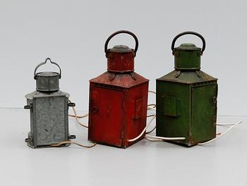 LANTERNOR, 3 st, målad plåt, tidigt 1900-tal.