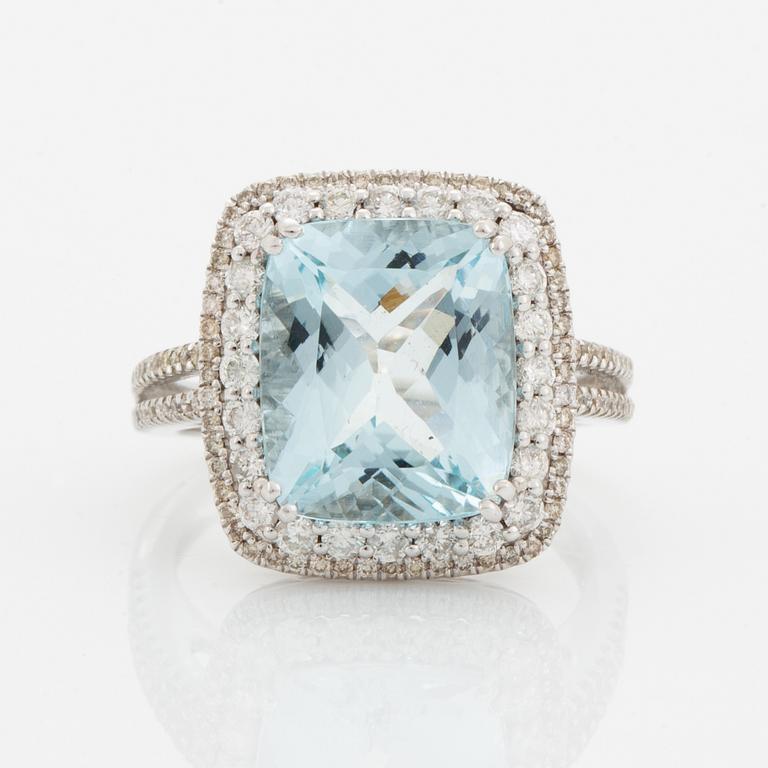 Aquamarine and diamond cocktail ring.