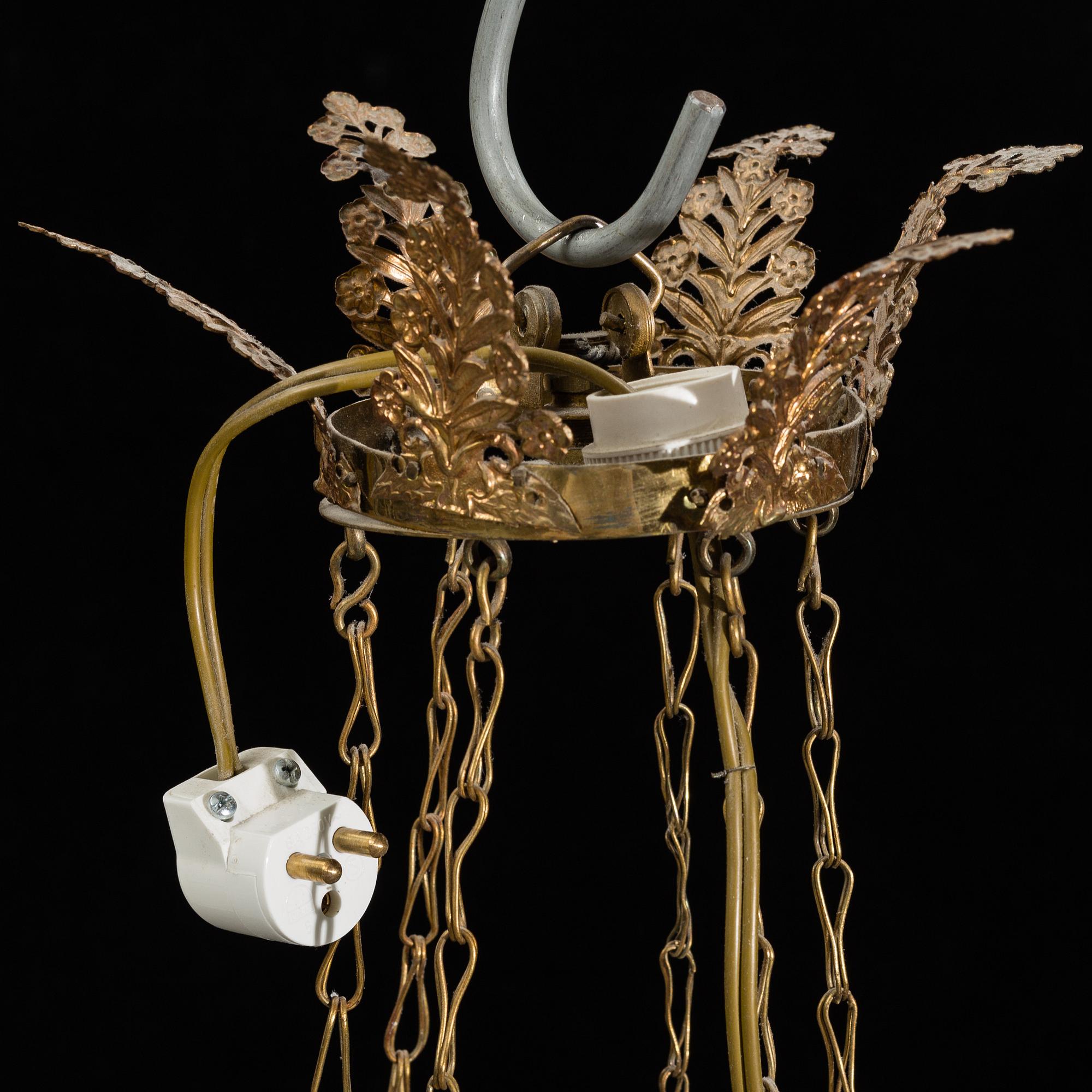 An Empire-style six-light hanging lamp, 20th ct.
