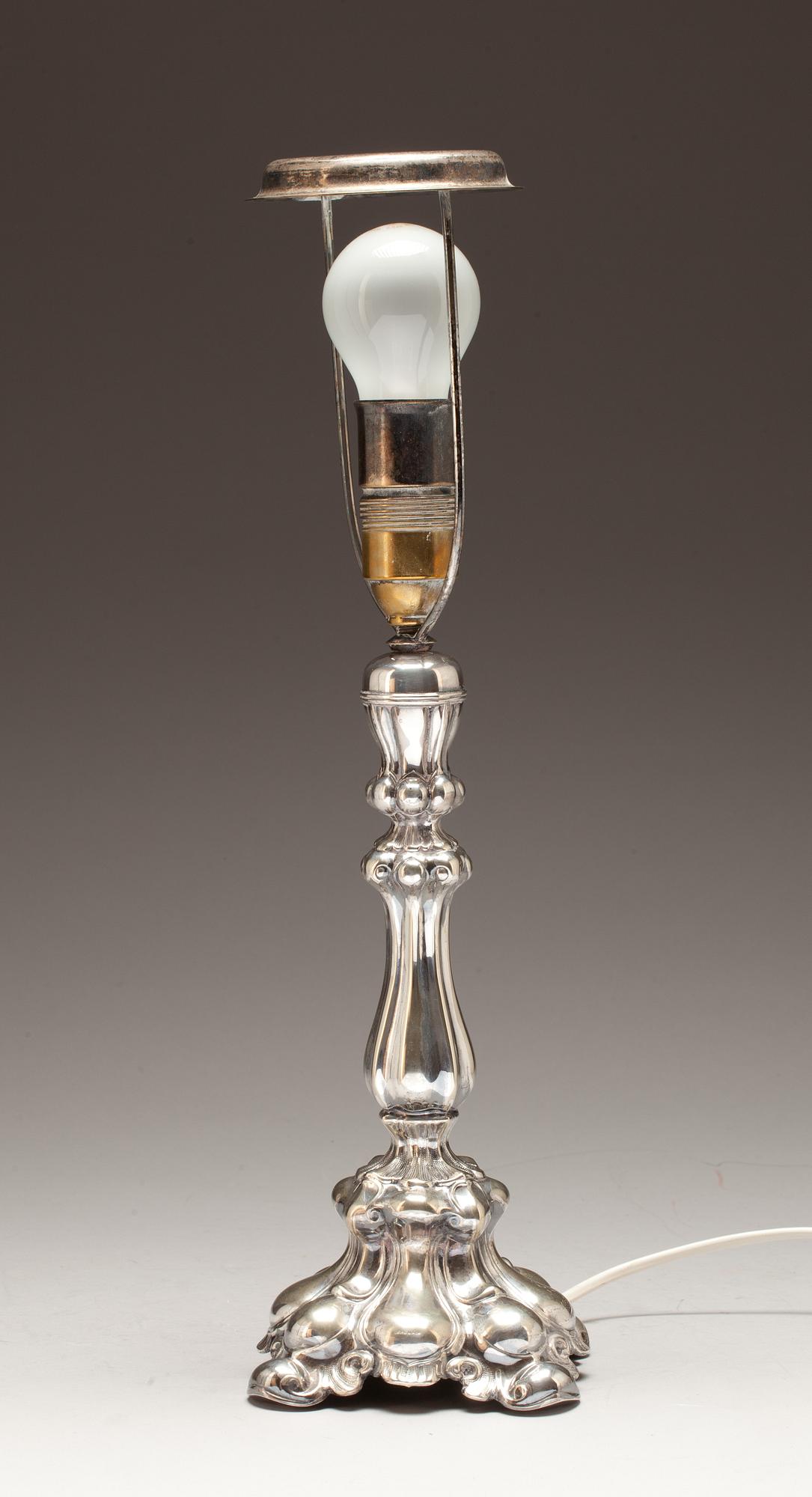 BORDSLAMPA, nysilver. Barockstil. 1900-tal.