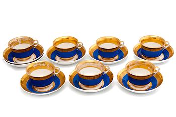 109. A SET OF SIX CUPS AND SAUCERS.