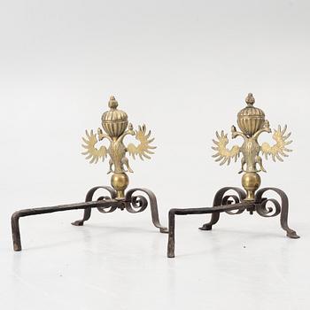 Fire dogs, a pair, circa 1900.