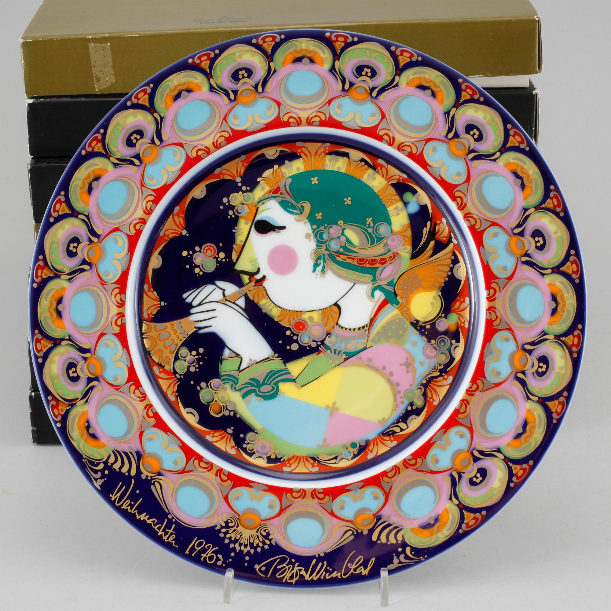 TALLRIKAR, 8 st, samt ASSIETTER, 2 st, porslin, Björn Wiinblad, Rosentahl, 1900-talets andra hälft.