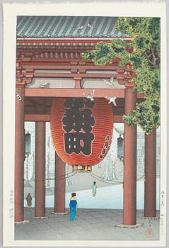 Tsuchiya Koitsu, efter, "Great Lantern at Asakusa Temple".