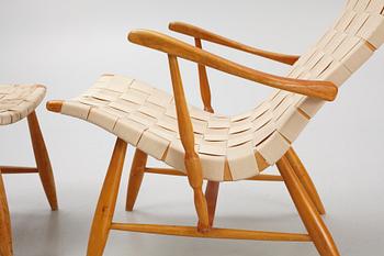 Armchair with footstool, "Anders", Yngve Ekström, second half of the 20th century.