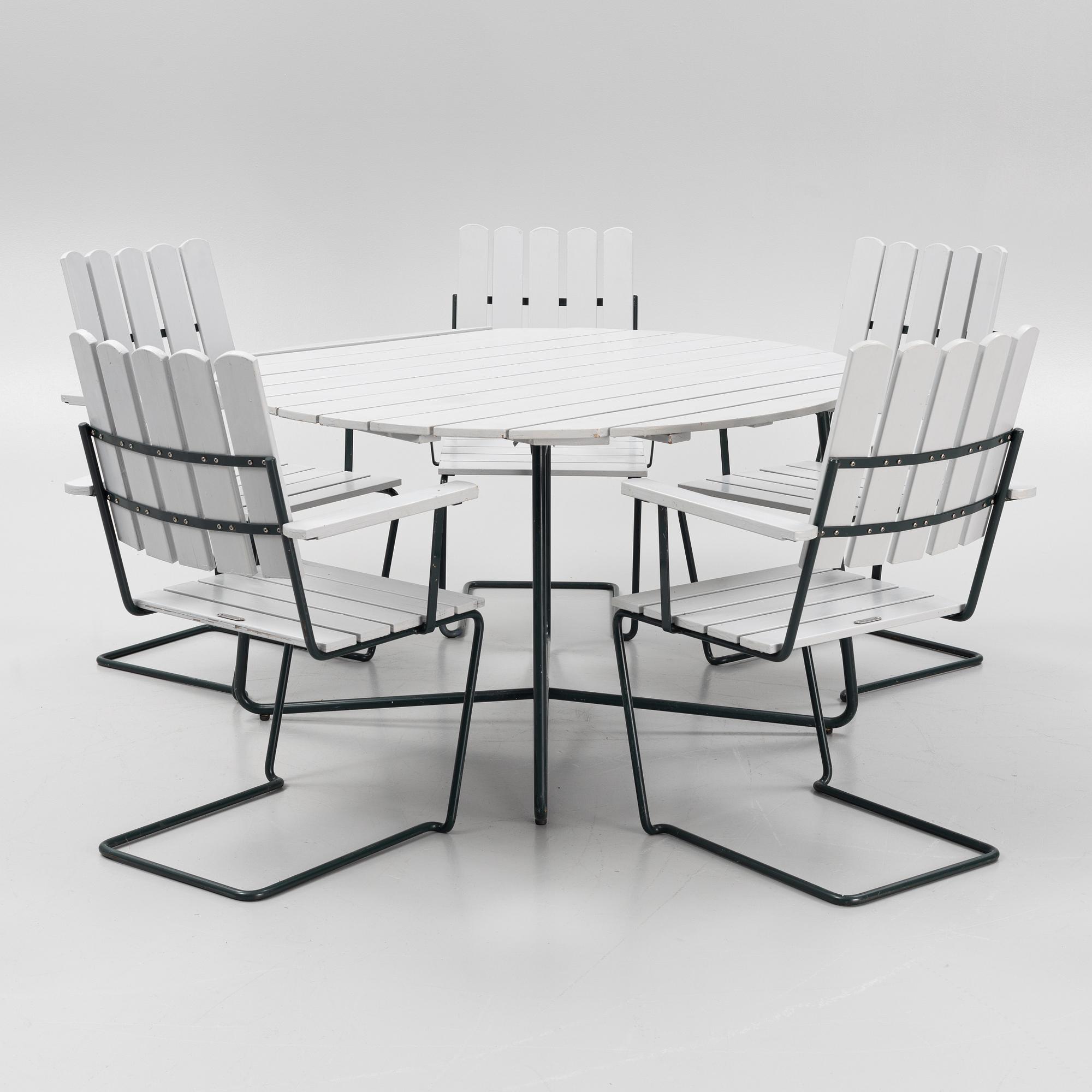 Garden furniture 6 pcs, Grythyttan late 1900s/2000s.