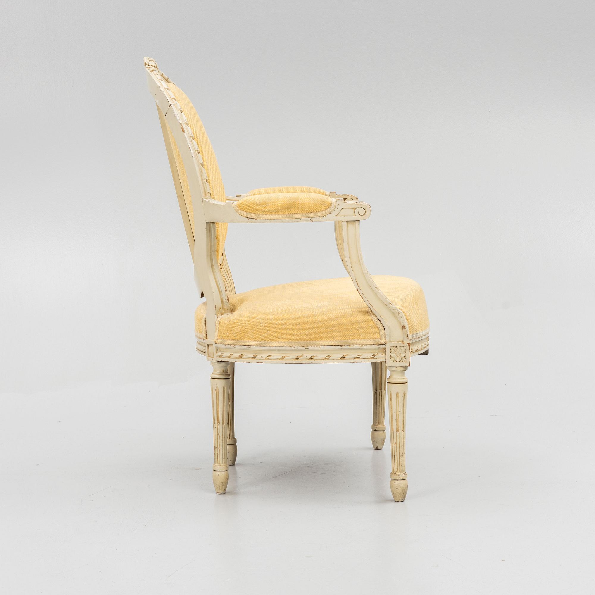 Karmstol, Louis XVI-stil, omkring år 1900.