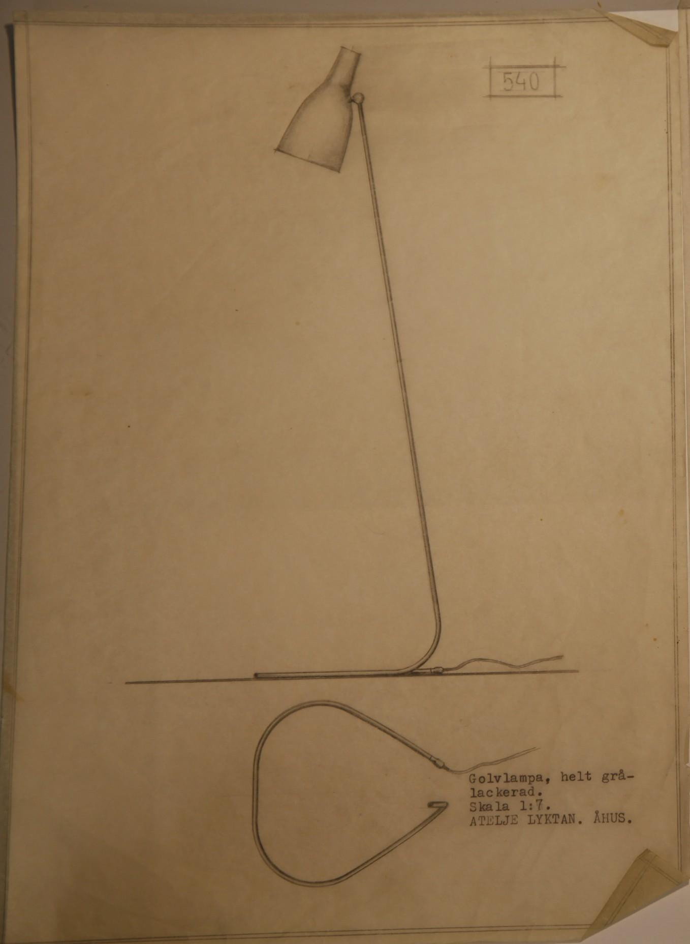 Hans Bergström, a floor lamp, model "540", ed. 5/6, Ateljé Lyktan, Edition Bukowskis 2025.
