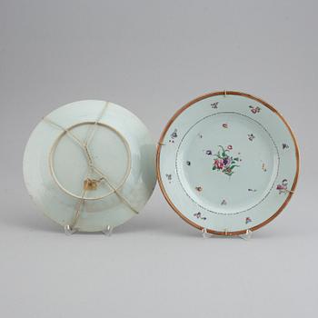 A set of 12 famille rose plates (6+6), Qing dynasty, Qianlong (1736-95).