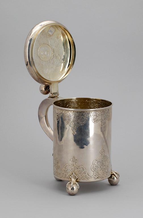 DRYCKESKANNA, silver, barockstil, svensk kontrollstämpel, 1900-tal. Vikt ca 1000 gram.