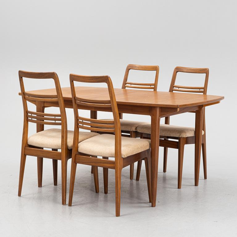 Svante Skogh, dining table and 4 chairs from the Rosetto series by Abra Möbler, 1960s.