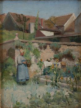 OKÄND KONSTNÄR, olja på pannå, signerad, 1800/1900-tal.