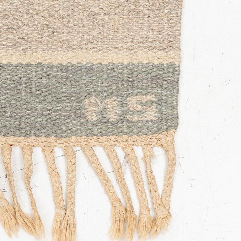 Rug, flat weave, Maj Svanström, Klockaregården, approx. 242 x 180 cm.