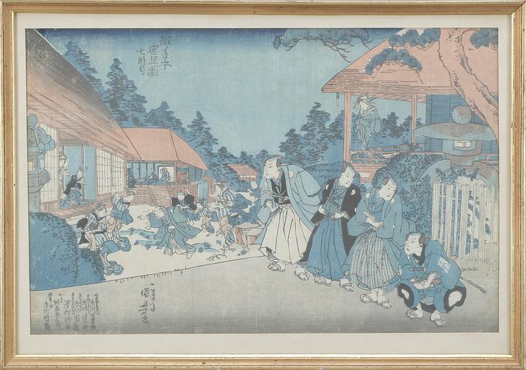 JAPANSKA TRÄSNITT, 3 st, Utagawa Kunisada samt Kuniyoshi.