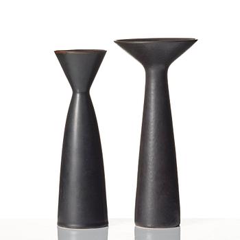 Carl-Harry Stålhane, a set of 11 stoneware vases, Rörstrand, Sweden 1950-60s.