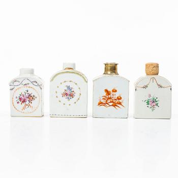 Four porcelain tea caddies, China, Qianlong (1736-95).