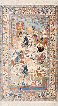 Carpet, Isfahan, hunting motif, approx. 170 x 104 cm.