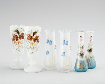VASER, 3 par, opakglas, omkring år 1900.