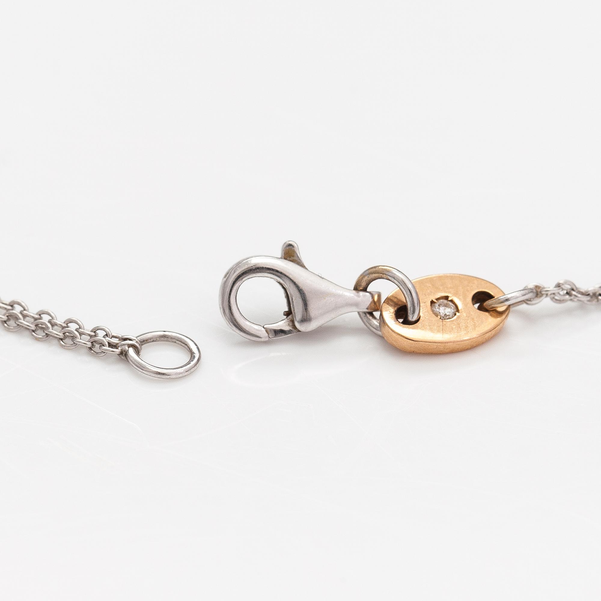 An 18K gold necklace with diamonds ca. 0.60 ct in total. Italy.
