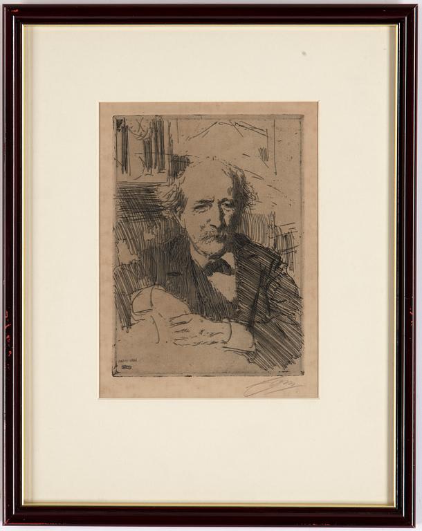 Anders Zorn, etnsing, signerad och daterad Paris 1906, samt signerad i blyerts.
